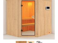 Karibu Sauna Laila, BxTxH: 196 x 170 x 198 cm, 68 mm, (Set) 3,6-kW-Plug & Play Ofen mit externer Steuerung