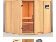 Karibu Sauna Jarla, BxTxH: 196 x 196 x 198 cm, 68 mm, (Set) 9-kW-Bio-Ofen mit externer Steuerung