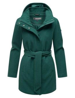 Marikoo Kurzmantel Katalinaa Eleganter Wickel Mantel mit Taillengürtel und Oversized Hood Kapuze