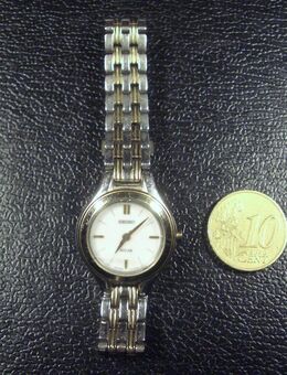 Rare Seiko Solaruhr Damen silber gold bicolor 22mm V114-0AB0 weißes Zifferblatt 6,5" - Oberhaching