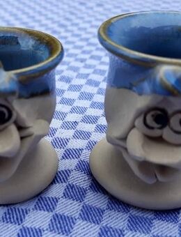 2 lustige Figur – Eierbecher – Handarbeit - Niederfischbach
