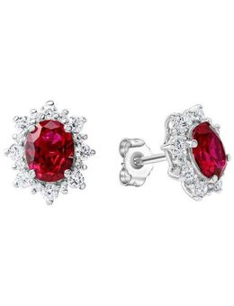 Firetti Paar Ohrstecker Schmuck Geschenk Gold 375 Ohrschmuck Farbstein Edelstein Rubin, mit Rubin oder Spinell (synth), Zirkonia (synth)