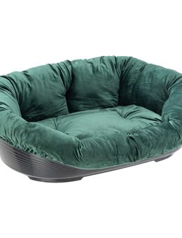 Set aus Ferplast Korb Siesta Deluxe mit Überzug Sofà Samt grün - Größe 6: L 73 x B 55 x H 27 cm