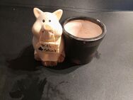 Glücksschwein Glücksbringer aus Keramik Geschenk Deko Glückwunsch mit Blumentopf - Essen