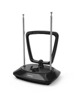 Hama Aktive Zimmerantenne schwarz für DAB+, DAB, DVB-T2, UKW, LED Anzeige Innenantenne (DAB, DAB+, DVB-T2, UKW, für Innenbereich), ringförmig, LTE Filter 5G, einstellbare Verstärkung, TV, Radio