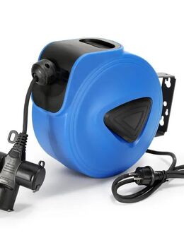 Automatische Kabeltrommel – 20 m 1,5 m mit Überhitzungsschutz für einfache und sichere Kabelaufbewahrung – PP-Gehäuse mit Eisenhalterung – Ideal für Garten, Werkstatt & Camping - Wuppertal