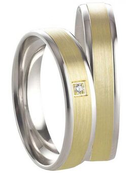 Rhodinierte bicolor Partnerringe in 925er Silber SR566-SR567 - Aholming