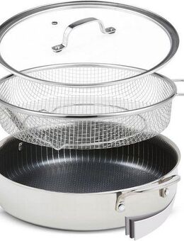 MediaShop Bratpfanne Titan Pan, Edelstahl (Set, 4-tlg), Edelstahlmatrix+diamantver. Anti-Haft-Versiegelung, Ø24 cm, Induktion