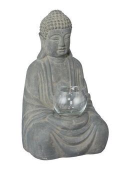 Buddha, sitzend mit Windlicht - Frielendorf