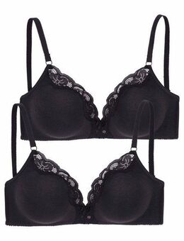 petite fleur Bralette-BH (Packung, 2 Stück) ohne Bügel aus Baumwolle mit Spitze
