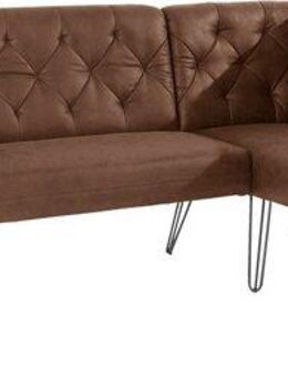 exxpo - sofa fashion Eckbank Doppio, Chesterfield Optik, komfortabel und bequem, hohe Designfüße, Frei im Raum stellbar