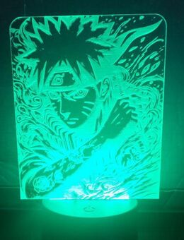 lasergravierte Acrylglasscheibe im Stil von Naruto auf LED-Leuchtsockel mit 7 Farben - Osterode (Harz)