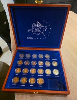 21 x 2 Euro Sammlermünzen 2012 "10 Jahre Euro-Bargeld", Stgl., Neu in Holzbox - Büren