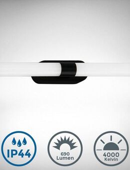 B.K.Licht Spiegelleuchte LED Badleuchte Spiegelleuchte Schwarz, LED fest integriert, Neutralweiß, inkl. LED-Platine 7W 690lm 4000K