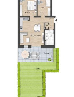 3- Zimmer Neubauwohnung inkl. Terasse und Garten - mit Einbauküche - Bamberg