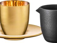 Eisch Espressoglas COSMO COLLECT Affogato-Set, Made in Germany, Kristallglas, mit Untertasse und Kännchen, Handarbeit mit 24karätigem Gold veredelt