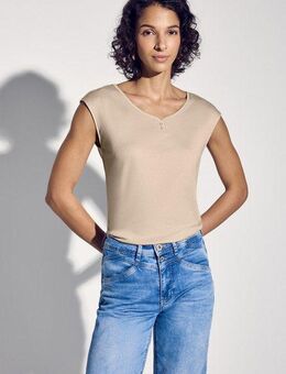 STREET ONE T-Shirt mit abgerundetem V-Ausschnitt