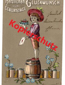 Alte Karte „Herzlichen Glückwunsch zum Geburtstage“, gelaufen 1905 - Landsberg