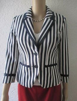 NEU * Edel * Marine * Navy * Sailor * Maritim * Club- Charakter * College * Look * Streifen * Kostüm * Anzug * BLAZER "H&M" Gr. 36- 38/ S * dunkel- blau * weiß * - Riedlingen