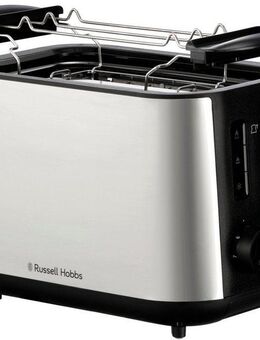 RUSSELL HOBBS Toaster Heaton 27390-56, Edelstahl, 2 kurze Schlitze, 2 extra breite Toastschlitze, 6 Bräunungsstufen, inkl. Brötchenaufsatz