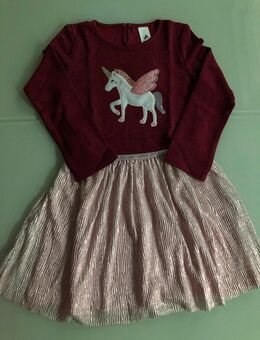 Mädchen Kleid Burgunderrot Rosa Unicorn Eichhörnchen Glanz Effekt Glitzer Palomino Gr. 92 - Albstadt