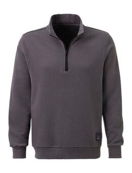 John Devin Sweatshirt Troyer mit schwarzem Reißverschluss am Kragen, aus Baumwoll-Mix