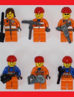 LEGO 6 Bauarbeiter mit Werkzeug Figuren Baustelle viele Männchen Set Stück City - Gaggenau
