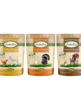 6 x 300 g Lukullus Naturkost Mix Adult Frischebeutel Mixpaket Regional (3 Sorten)