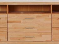Home affaire Sideboard Ribe,180cm breit, Fronten Massivholz,7 Fächer, Holz massiv, Holzwerkstoff, Metall Griffe,2Türen,3Schubladen