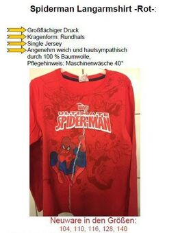 Spiderman Langarmshirt -Rot- *NEU* - Versch. Größen - Dreieich