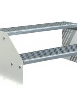 2 Stufen Standtreppe Stahltreppe freistehend B120 cm H 42 cm Weiß - Hamminkeln