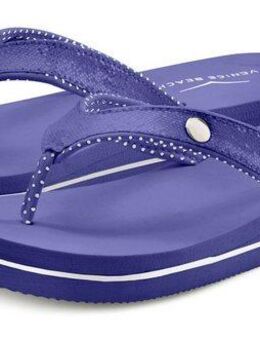 Venice Beach Sandale, Pantolette Badezehentrenner Zehentrenner, Badeschuh ultraleicht mit Glitzerband VEGAN