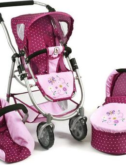 CHIC2000 Kombi-Puppenwagen Emotion All In 3in1, Brombeere, inkl. Babywanne, Babyschale und Sportwagenaufsatz