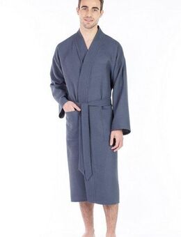 framsohn frottier Unisex-Bademantel leger geschnitten, hergestellt in Österreich, Langform, Waffelpiqué, Kimono-Kragen, Gürtel, Unisex Waffelpiqué