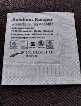 PORSCHE BANK Östereich Serviette ungebraucht aus Sammlungsauflösung - Zwickau