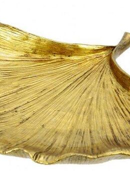 I.GE.A. Dekoschale Schale Ginkgoblatt aus Polyresin (1 St), Tablett Serviertablett Tischdeko Dekoteller Schmuck-Tablett Deko, gold