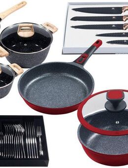 KING Pfannen-Set Moonscape, Aluminiumguss (Set, 11-tlg), Induktion, (Töpfe+Glasdeckel, Pfannen+Deckel,Messer,Besteckset)