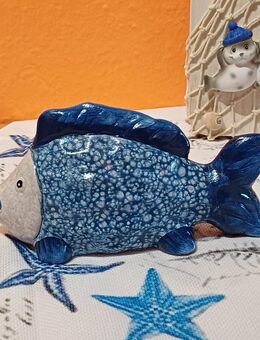 %% ..... Keramik Fisch Blau Weiß Maritime Deko Sommer Sonne Meer Urlaub - Rheinbach