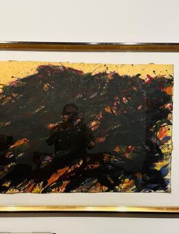 Abstraktes Landschafts Gemälde von Max Uhlig 1991 signiert - Köln