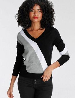 AJC Streifenpullover mit trendigem Diagonal-Colourblocking