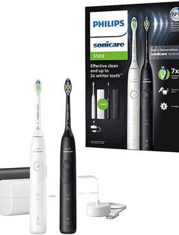 Philips Sonicare Elektrische Zahnbürste Series 5500 HX7119/02, Aufsteckbürsten: 2 St., mit Andruckkontrolle, 2 Putzeinstellungen, inkl. Reiseetui