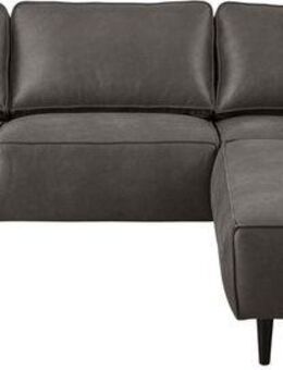 Home affaire Ecksofa Fumone, Lederoptik oder Soft-Touch Chenille, Breite 260, mit schwarzen Massivholzfüßen