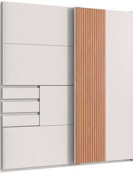Wimex Schwebetürenschrank Coburg, Kleiderschrank Made in Germany mit Akustikpaneel Optik oder Holzoptik eichefarben, 180cm breit