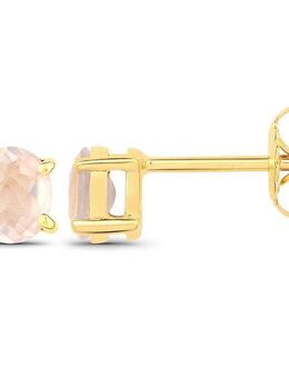 Vira Jewels Paar Ohrstecker 925-Sterling Silber vergoldet Glänzend Rosenquartz rosa