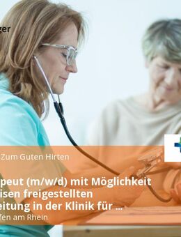 Ergotherapeut (m/w/d) mit Möglichkeit zur teilweisen freigestellten Praxisanleitung in der Klinik für Geriatrie und Innere Medizin - Ludwigshafen (Rhein)
