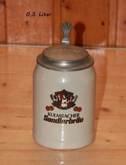 Kulmbacher Sandlerbräu Bierkrug mit Deckel Steingut Steinzeug Keramik 0,5L neuwertig - Borken