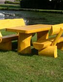 Sitzgruppe Holzgarnitur Rustikal Massiv Gartenbank Sitzbank in 66687