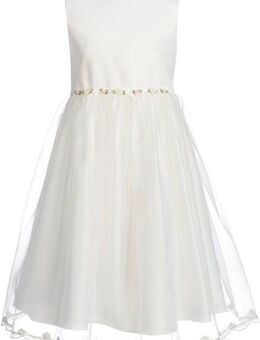 happy girls Taufkleid mit süßer Blütenapplikation vorne an der Taillennaht