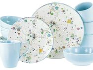 CreaTable Kombiservice Candy Drops, Kombi-Service 16-tlg. (16-tlg), 4 Personen, Steinzeug, Unregelmäßige bunte Punkte, Gute Laune Geschirr, Frisch, Freundlich