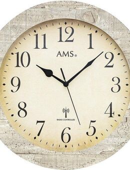 AMS Funkwanduhr F5561 (Made in Germany,Quarz,Holz,Wohnzimmer,Küche,Arbeitszimmer, Flur)